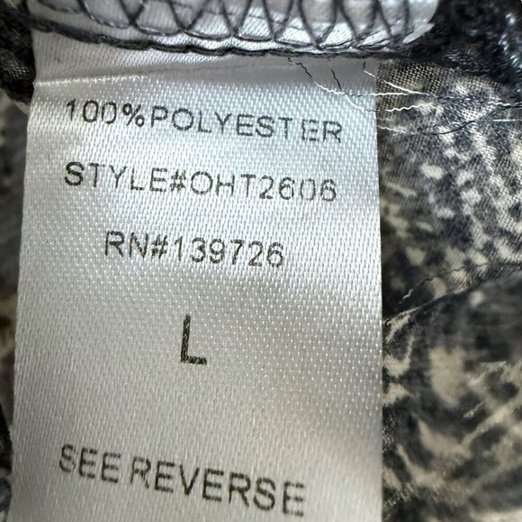 Vintage Havana Gray Snake Print Blouse Large Sheer Button Up Womens Top - Picture 11 of 12